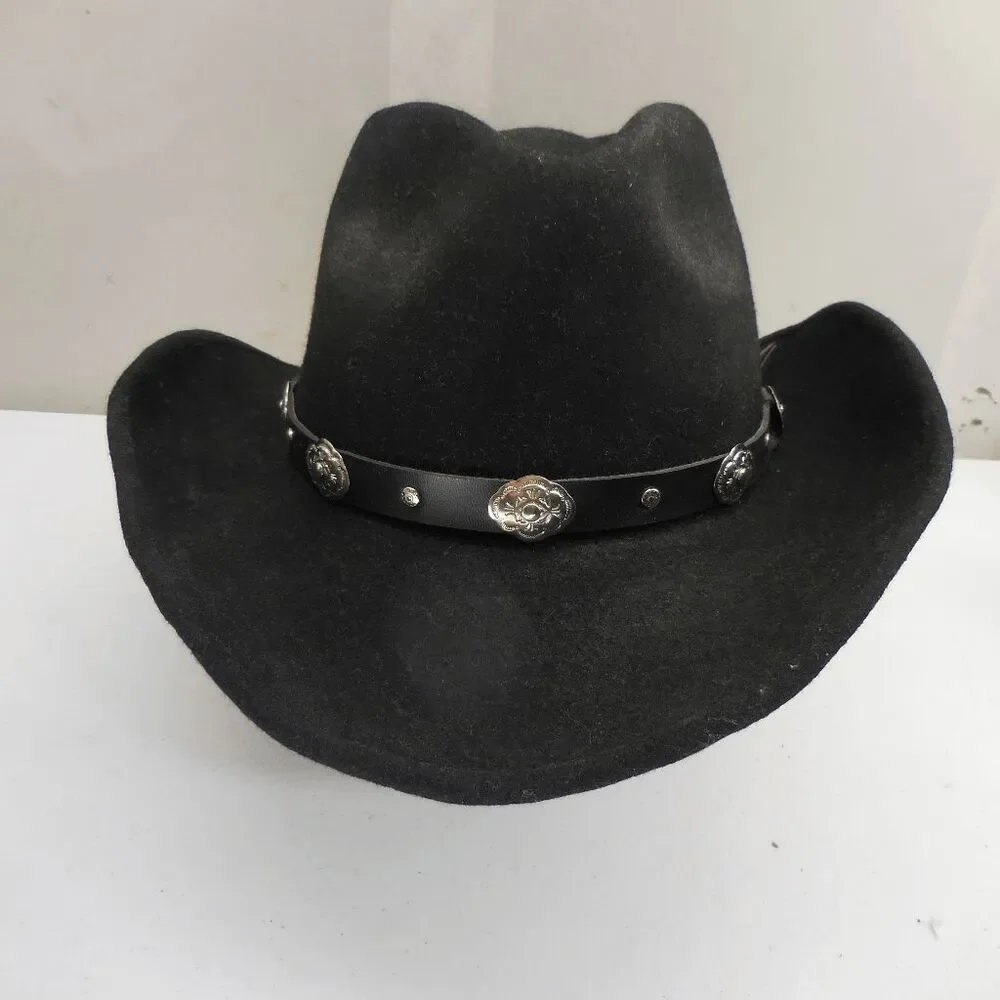 Mens Turner Hat Company 100% Wool Cheyenne Black Western Cowboy Hat 7 1/4-7 3/8